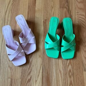 Zara Pink and Green Heels